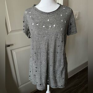 Striped Black and White Distressed T-Shirt